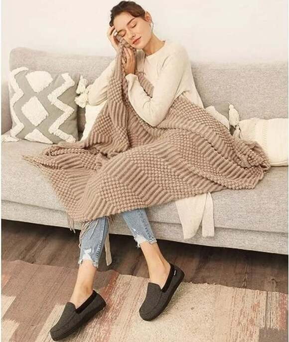 HomeTop Women's Memory Foam Moccasin Slippers Cotton Knit Terry Cloth shoes US 9 - Picture 7 of 8